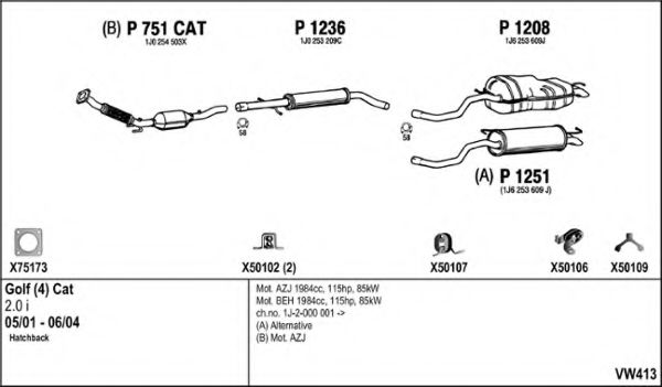 VW413 FENNO Exhaust System Exhaust System