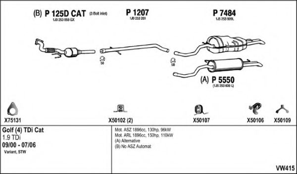 VW415 FENNO Exhaust System Exhaust System