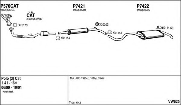 VW625 fenno Exhaust System End Silencer