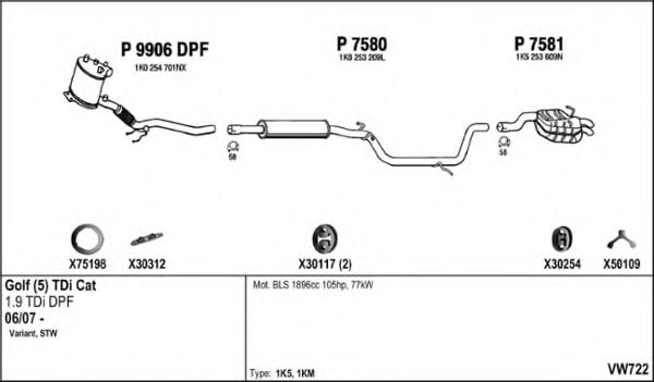 VW722 FENNO Exhaust System Exhaust System