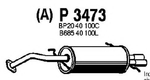 P3473 FENNO Система выпуска ОГ Глушитель выхлопных газов конечный