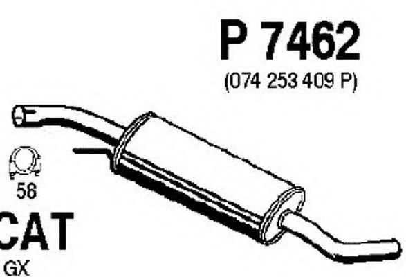 P7462 FENNO Exhaust System Middle Silencer
