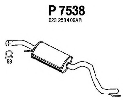 P7538 FENNO Exhaust System Middle Silencer