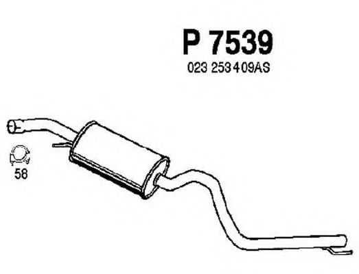 P7539 FENNO Exhaust System Middle Silencer