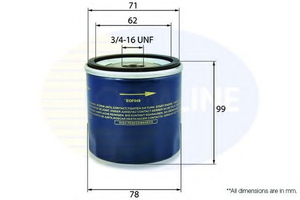 EOF047 COMLINE Lubrication Oil Filter