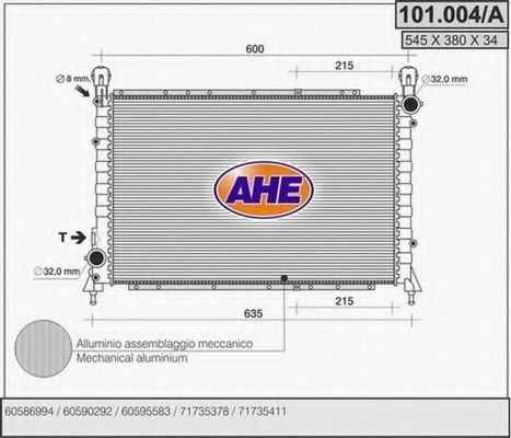 101.004/A AHE Cooling System Radiator, engine cooling