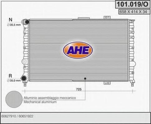 101.019/O AHE Cooling System Radiator, engine cooling