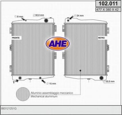 102.011 AHE Cooling System Radiator, engine cooling