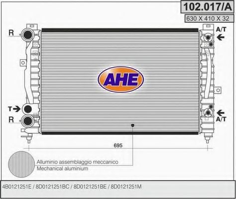 102.017/A AHE Радиатор, охлаждение двигателя