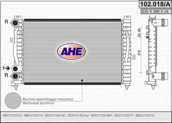 102.018/A AHE Cooling System Radiator, engine cooling
