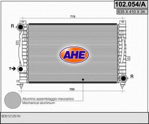 102.054/A AHE Cooling System Radiator, engine cooling