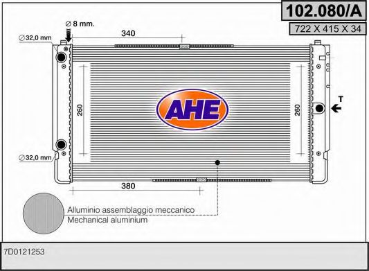 102.080/A AHE Радиатор, охлаждение двигателя