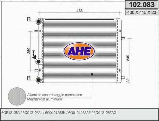 102.083 AHE Cooling System Radiator, engine cooling