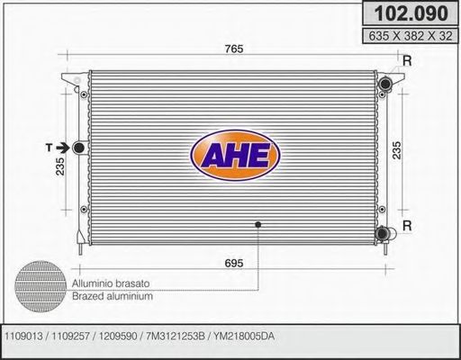 102.090 AHE Cooling System Radiator, engine cooling