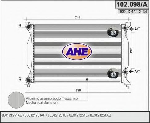 102.098/A AHE Cooling System Radiator, engine cooling