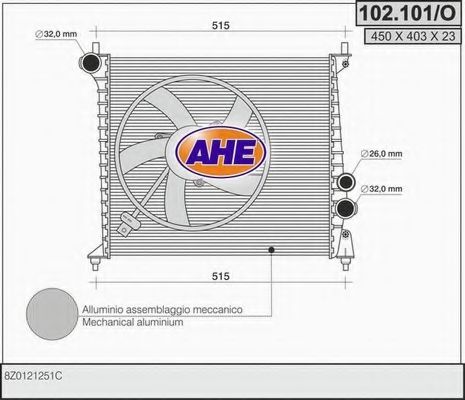102.101/O AHE Cooling System Radiator, engine cooling