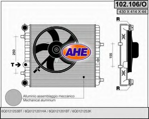 102.106/O AHE Радиатор, охлаждение двигателя