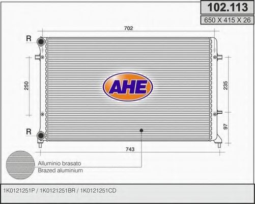 102.113 AHE Cooling System Radiator, engine cooling