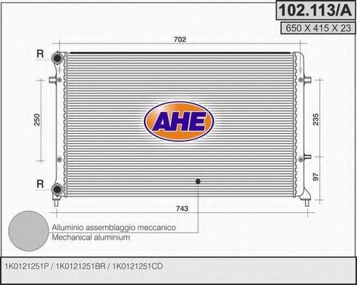 102.113/A AHE Cooling System Radiator, engine cooling