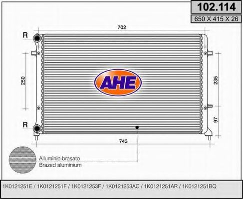 102.114 AHE Cooling System Radiator, engine cooling