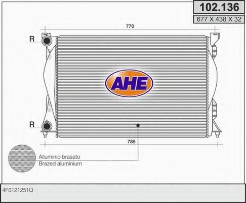 102.136 AHE Радиатор, охлаждение двигателя
