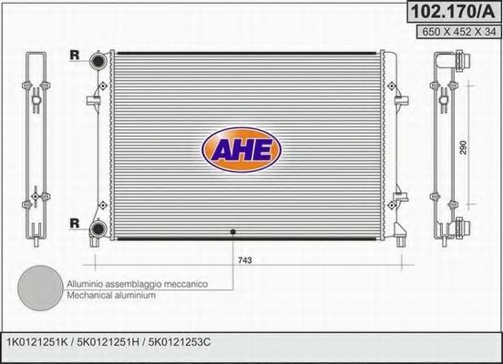 102.170/A AHE Cooling System Radiator, engine cooling