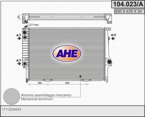 104.023/A AHE Радиатор, охлаждение двигателя