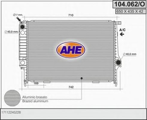 104.062/O AHE Cooling System Radiator, engine cooling