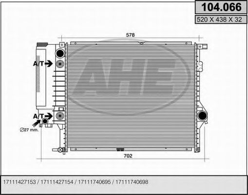 104.066 AHE Cooling System Radiator, engine cooling