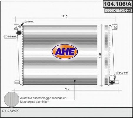 104.106/A AHE Cooling System Radiator, engine cooling