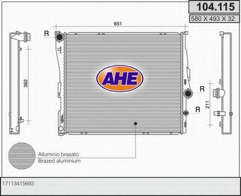 104.115 AHE Cooling System Radiator, engine cooling