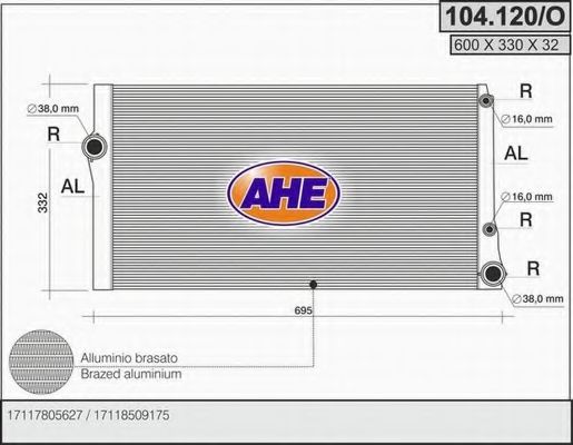 104.120/O AHE Cooling System Radiator, engine cooling