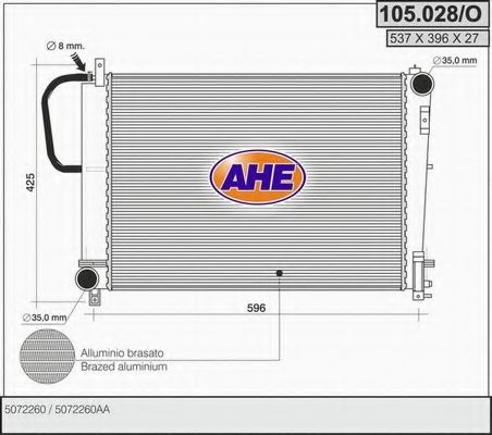 105.028/O AHE Cooling System Radiator, engine cooling