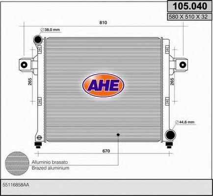 105.040 AHE Cooling System Radiator, engine cooling