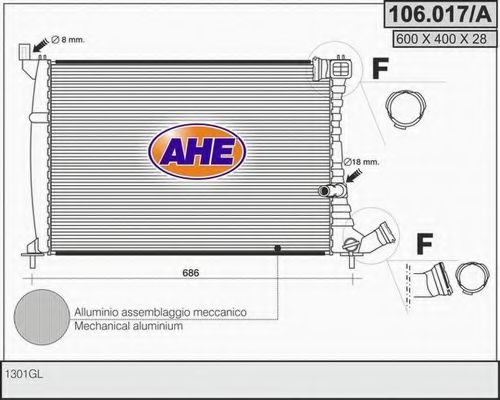 106.017/A AHE Радиатор, охлаждение двигателя