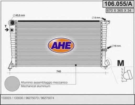 106.055/A AHE Радиатор, охлаждение двигателя