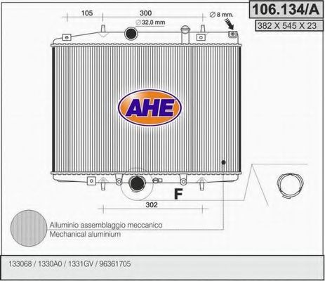 106.134/A AHE Радиатор, охлаждение двигателя