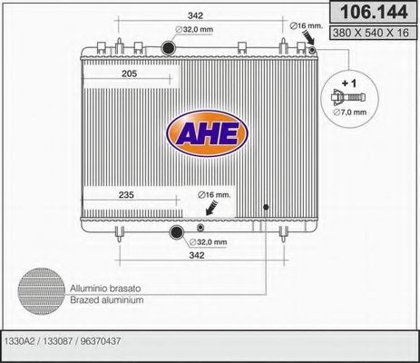 106.144 AHE Cooling System Radiator, engine cooling