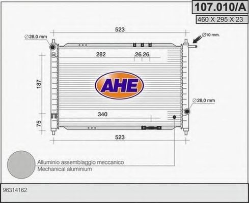 107.010/A AHE Radiator, engine cooling