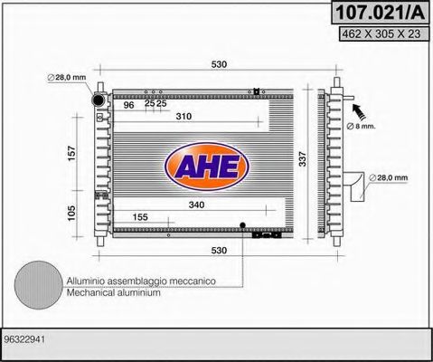107.021/A AHE Cooling System Radiator, engine cooling
