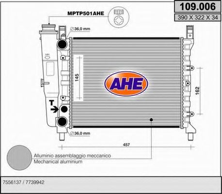 109.006 AHE Cooling System Radiator, engine cooling