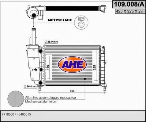 109.008/A AHE Радиатор, охлаждение двигателя