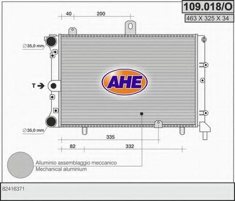 109.018/O AHE Радиатор, охлаждение двигателя