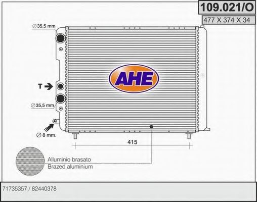 109.021/O AHE Радиатор, охлаждение двигателя