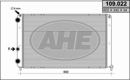 109.022/O AHE Радиатор, охлаждение двигателя