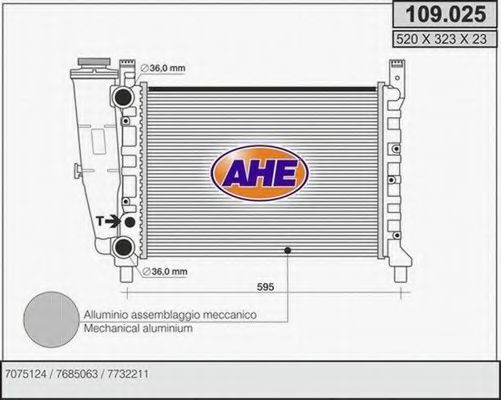 109.025 AHE Радиатор, охлаждение двигателя
