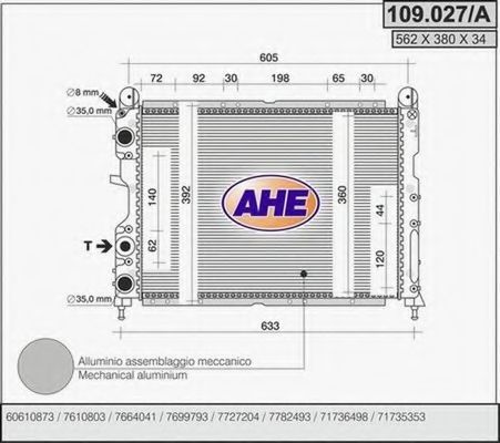 109.027/A AHE Cooling System Radiator, engine cooling