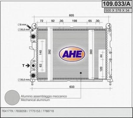 109.033/A AHE Cooling System Radiator, engine cooling