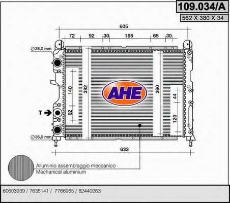 109.034/A AHE Cooling System Radiator, engine cooling