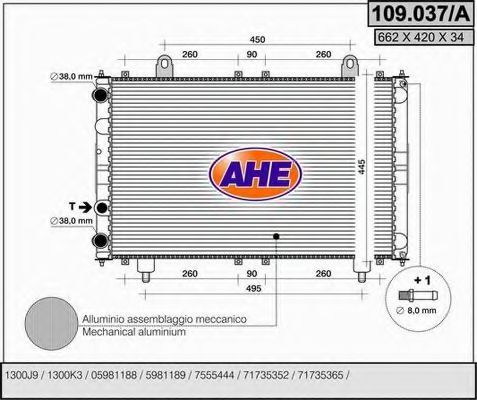 109.037/A AHE Cooling System Radiator, engine cooling
